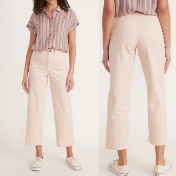 Marine Layer Bridget Slim Wide Leg Crop in Peach Whip - Picture 1 of 9